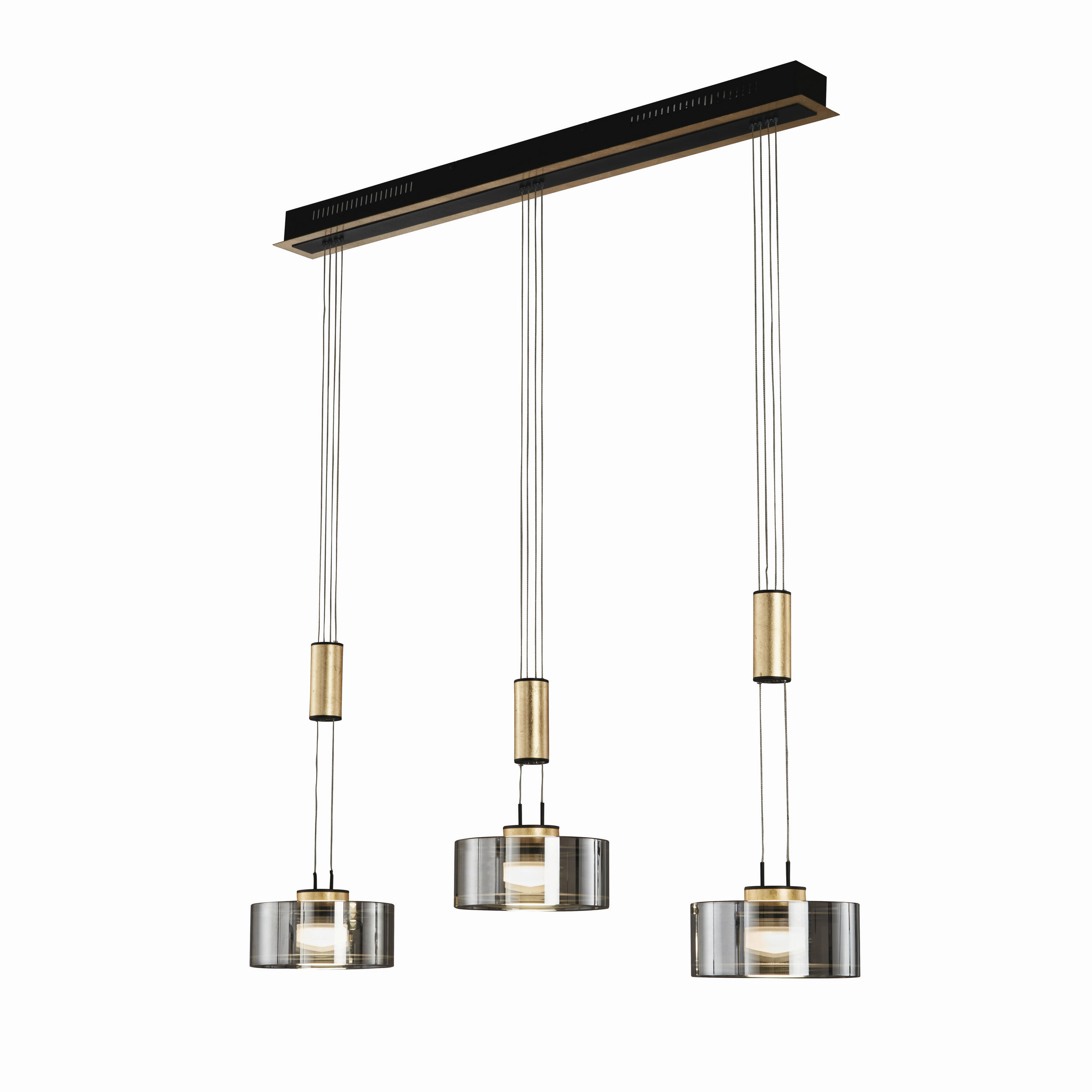 LED-HÄNGELEUCHTE Lavin 100/20/160 cm   - Schwarz, Design, Glas/Metall (100/20/160cm) - Fischer & Honsel
