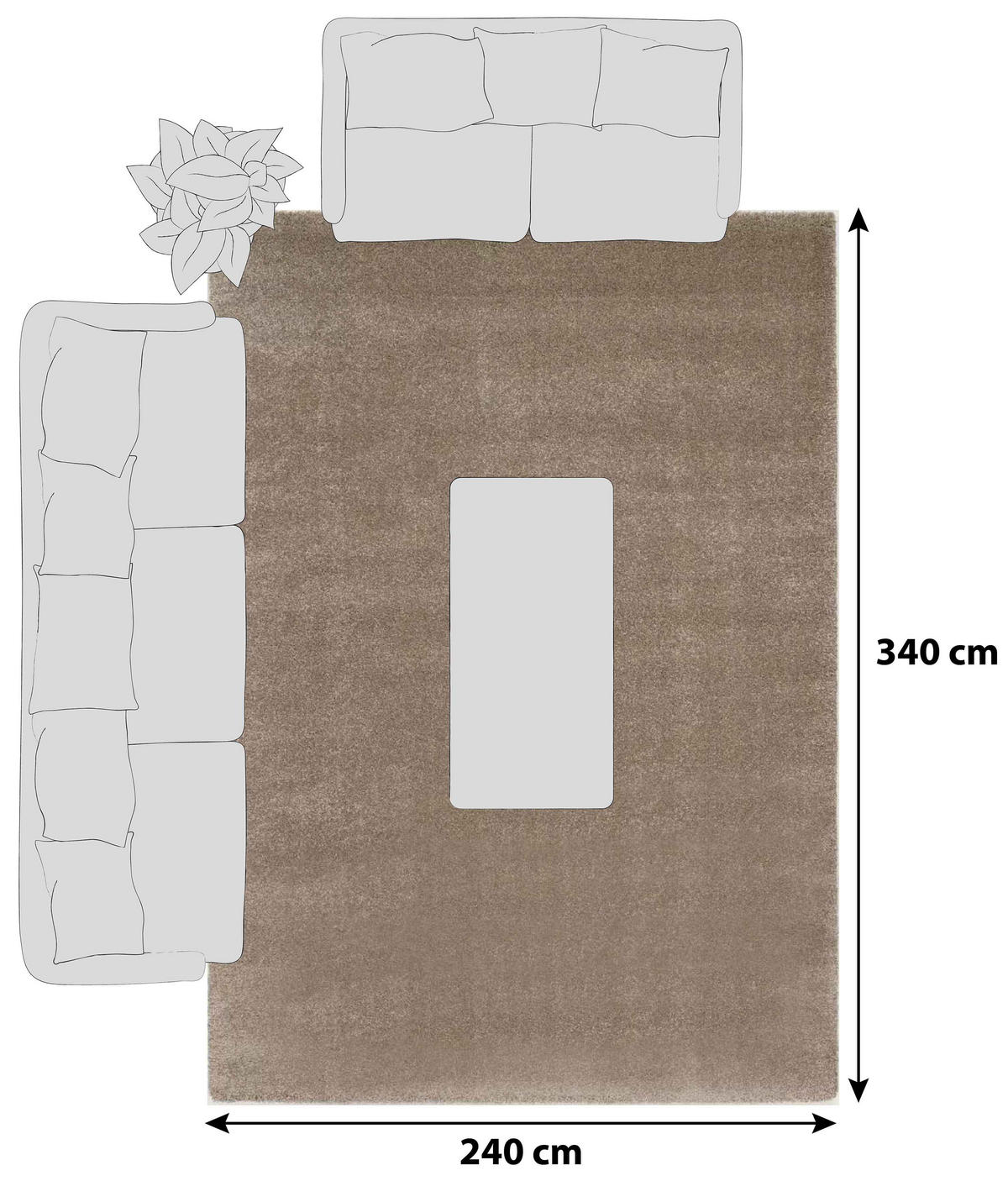 HOCHFLORTEPPICH 240/340 cm Bellevue Beige  - Beige, Basics, Textil (240/340cm) - Novel