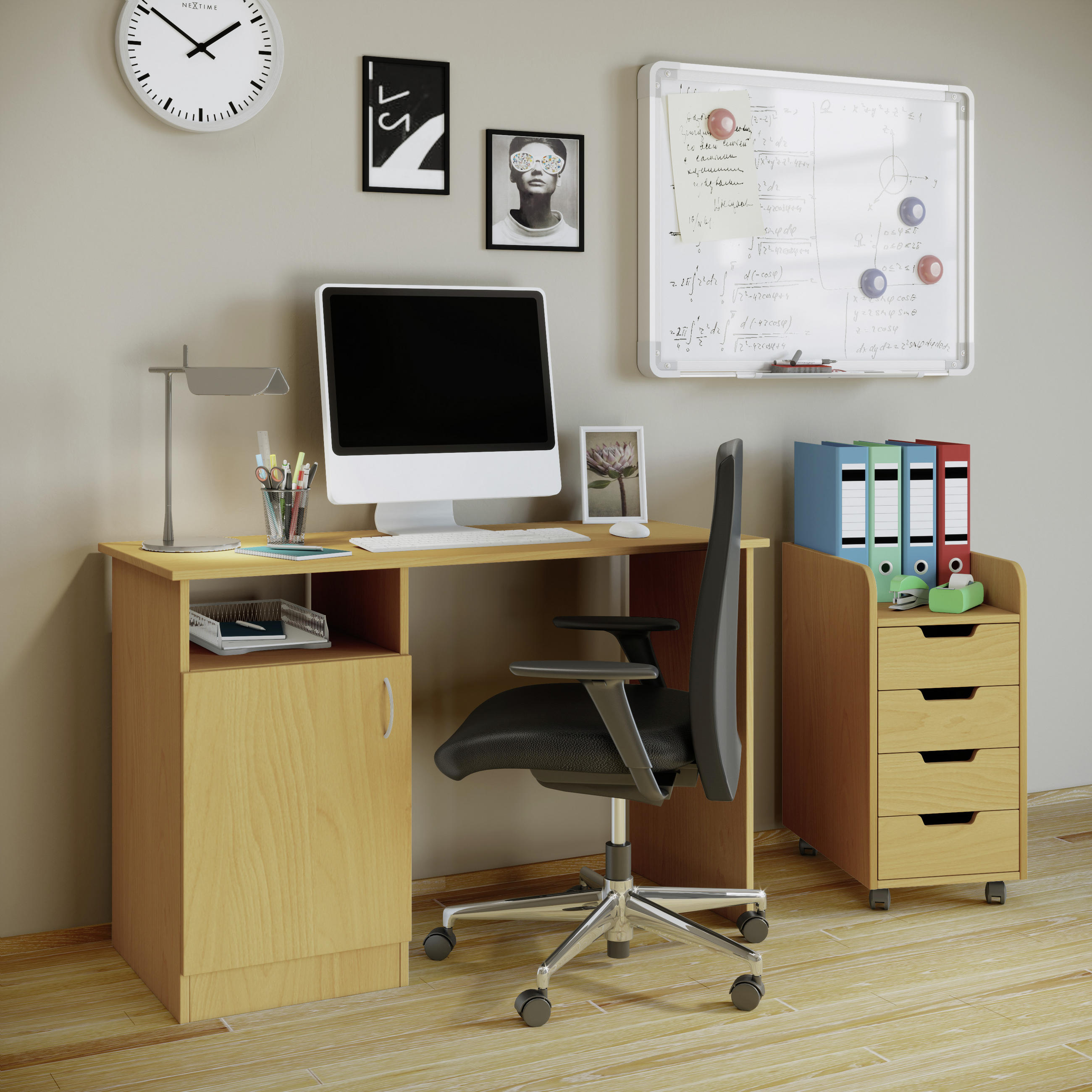 ROLLCONTAINER 33/65/40 cm  - Buchefarben, Konventionell, Holzwerkstoff/Kunststoff (33/65/40cm) - MID.YOU