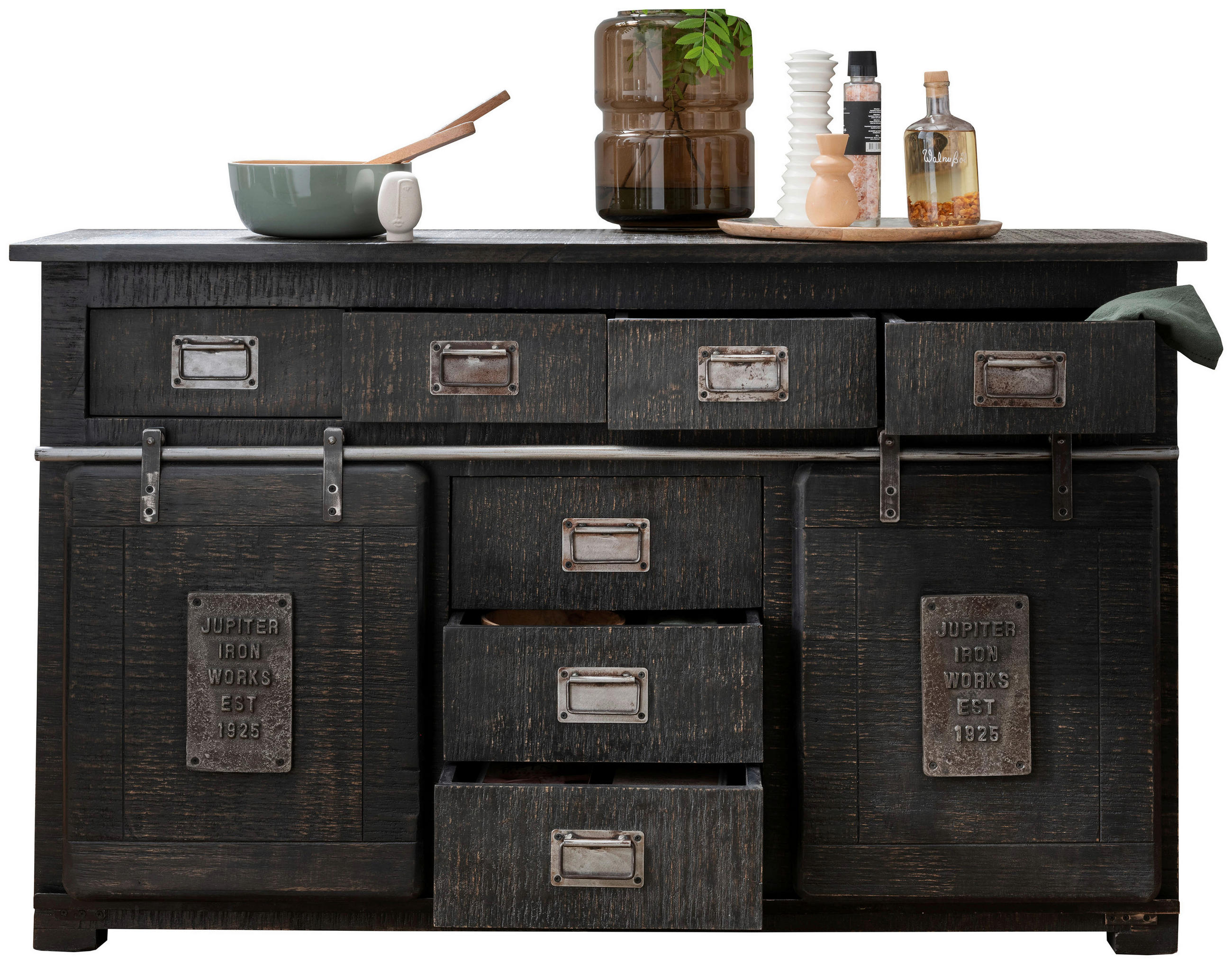 SIDEBOARD 150/90/45 cm  - Schwarz/Grau, KONVENTIONELL, Holz/Metall (150/90/45cm) - Livetastic