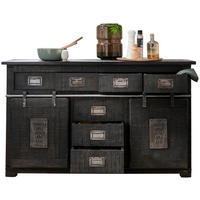 ŠIROKA KOMODA, siva  - siva/črna, Konvencionalno, kovina/les (150/90/45cm) - Livetastic