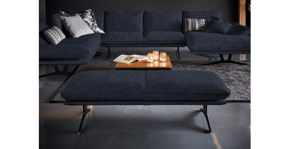 WOHNLANDSCHAFT in Echtleder Dunkelblau - Schwarz/Dunkelblau, Natur, Leder/Metall (217/359/155cm) - Dieter Knoll
