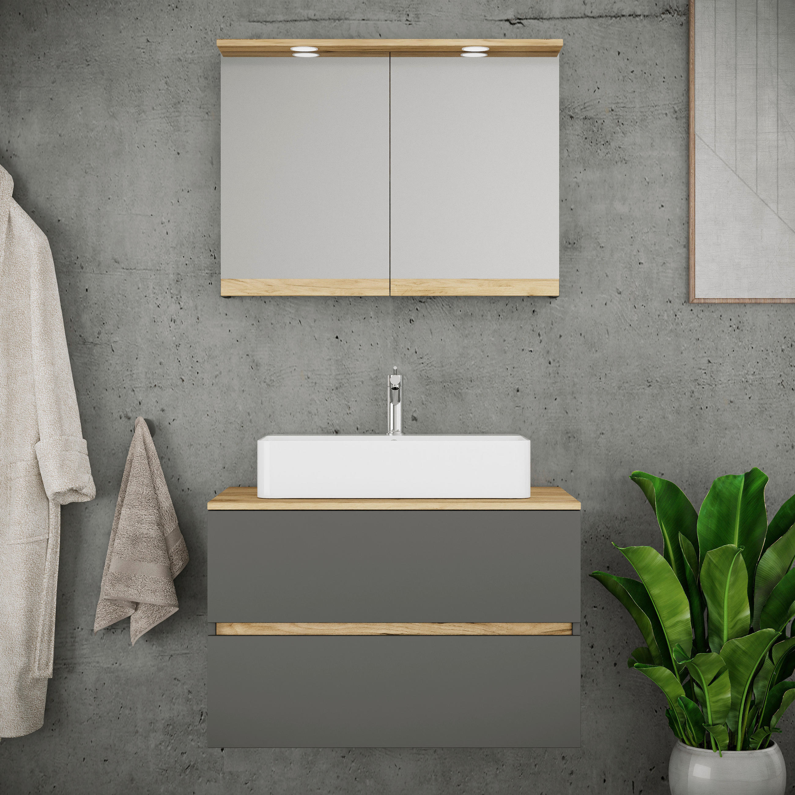 BADRUM 80 cm antracit, honungsek /80 cm