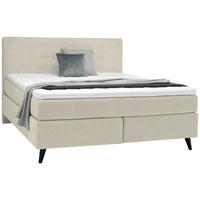 BOXSPRINGBETT 180/200 cm  in Hellgrau  - Hellgrau/Schwarz, Konventionell, Holz/Textil (180/200cm) - Voleo