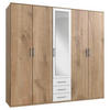 DREHTÜRENSCHRANK 225/210/58 cm 5-türig Weiß, Eichefarben  - Eichefarben/Alufarben, KONVENTIONELL, Glas/Holzwerkstoff (225/210/58cm) - MID.YOU