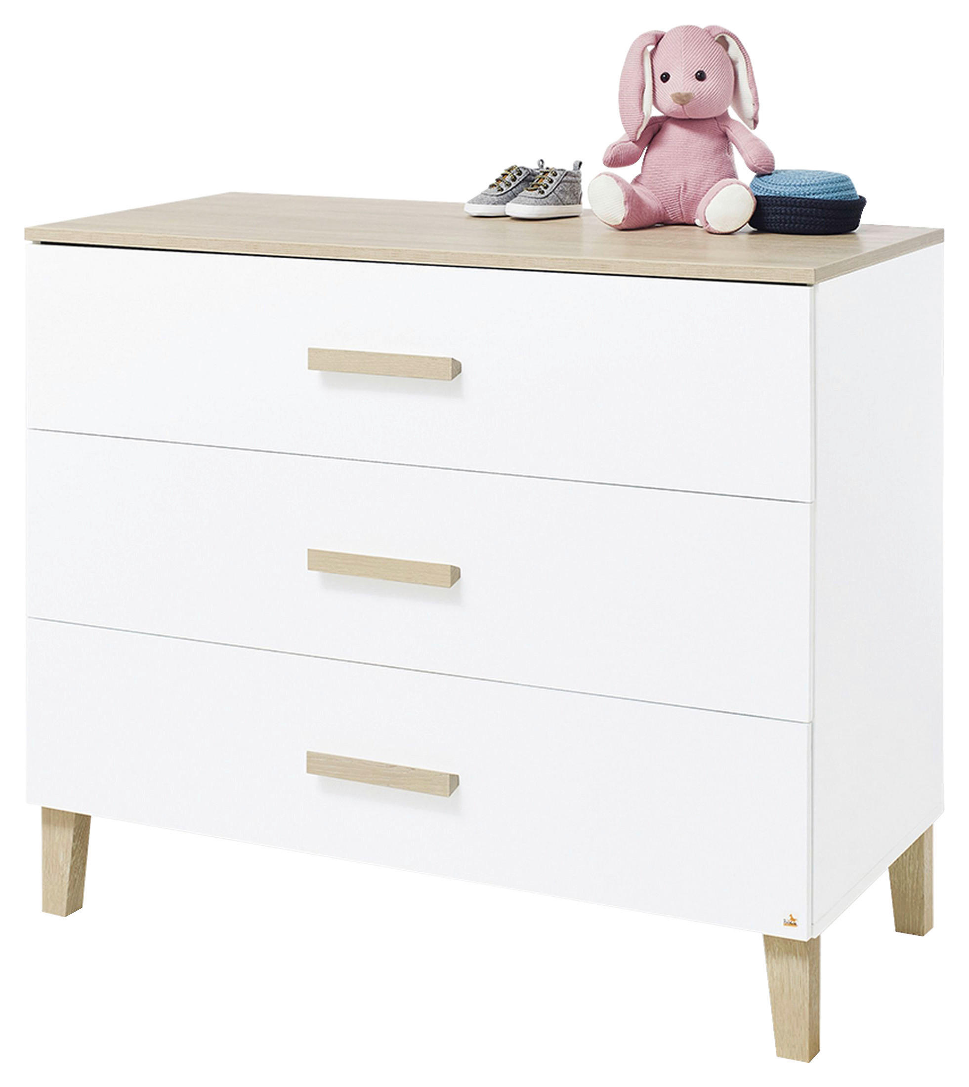 WICKELKOMMODE LUMI Weiß, Eichefarben  - Eichefarben/Weiß, Design, Holz/Holzwerkstoff (110/101/56-77cm) - Pinolino