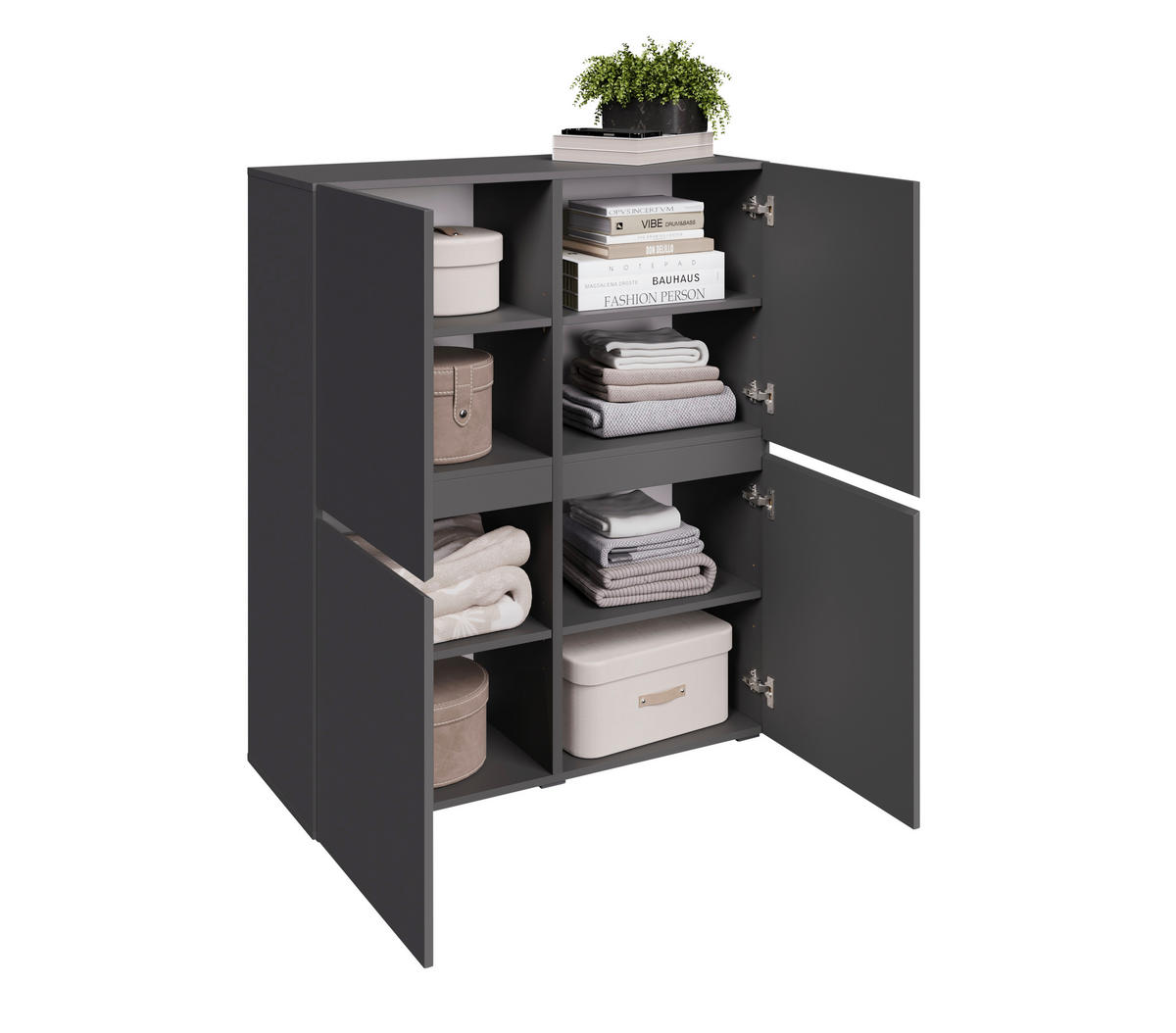 HIGHBOARD  99,4/119,4/39,8 cm  - Anthrazit/Schwarz, Design, Holzwerkstoff/Kunststoff (99,4/119,4/39,8cm) - Xora