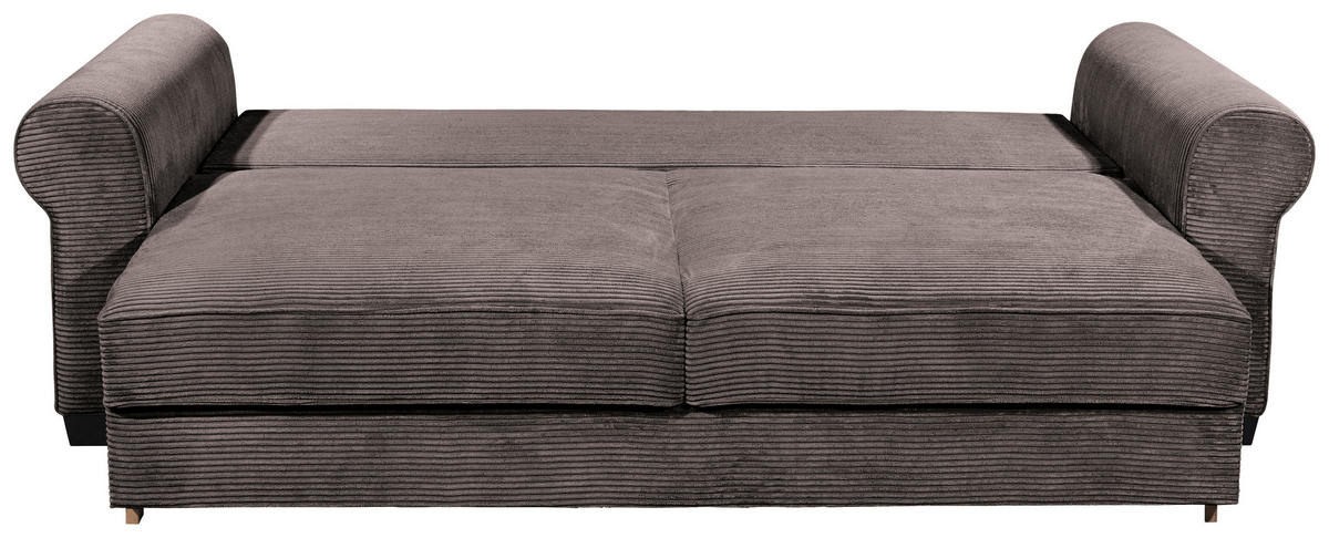 SCHLAFSOFA  mit Stoffauswahl, Liegefunktion, Rücken echt Cord Braun  - Schwarz/Braun, KONVENTIONELL, Kunststoff/Textil (250/95/125cm) - Hom`in