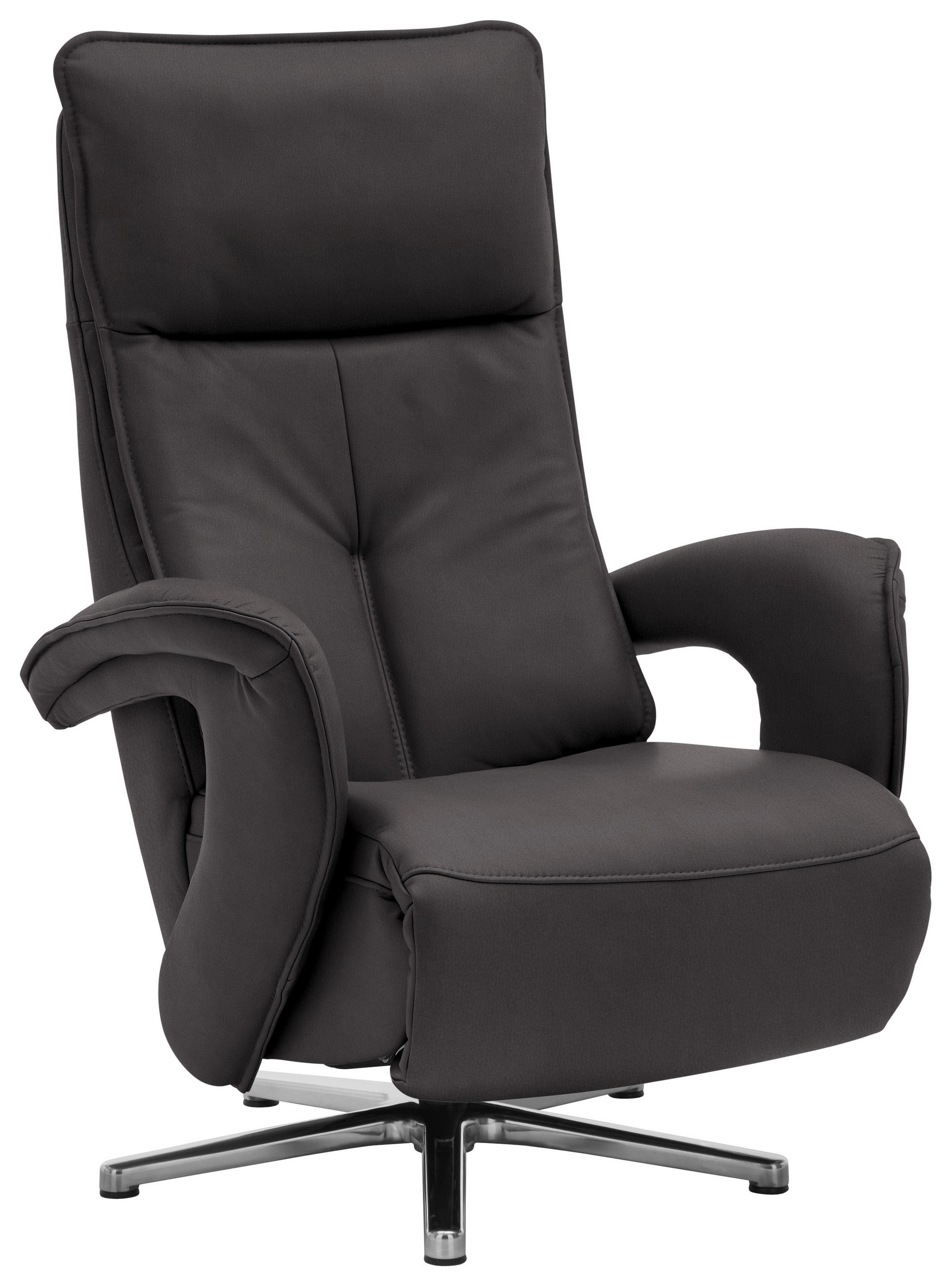 RELAXSESSEL in Leder Dunkelbraun  - Chromfarben/Dunkelbraun, Design, Leder/Metall (77/110/87cm) - Valdera
