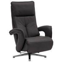 RELAXSESSEL in Leder Dunkelbraun  - Chromfarben/Dunkelbraun, Design, Leder/Metall (77/110/87cm) - Valdera