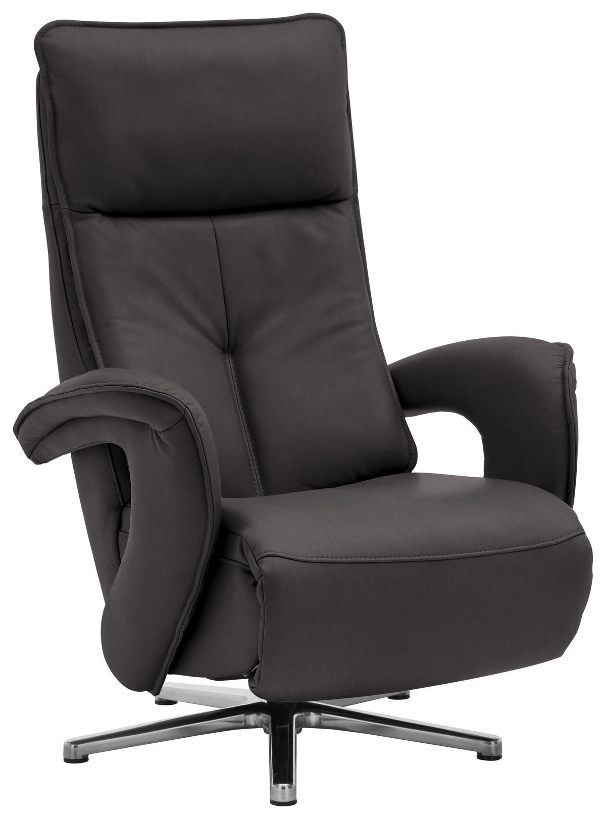 RELAXSESSEL in Leder Dunkelbraun  - Chromfarben/Dunkelbraun, Design, Leder/Metall (77/110/87cm) - Valdera