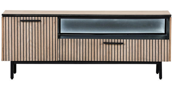 LOWBOARD in 145/55/42 cm - Eichefarben/Schwarz, Trend, Holzwerkstoff/Metall (145/55/42cm) - Carryhome