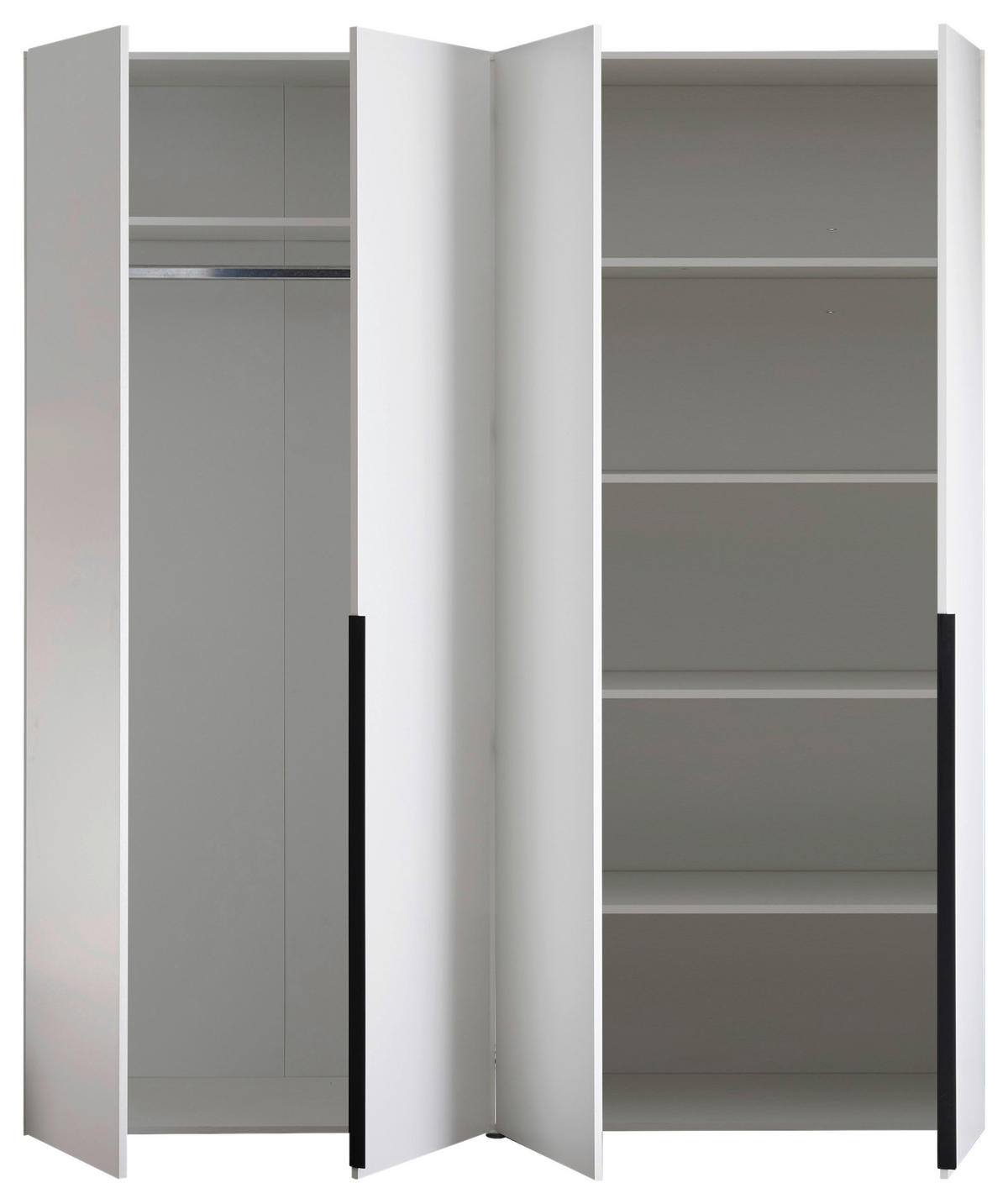 GARDEROB MED GÅNGJÄRN 179,8/210/51,6 cm 4-dörrar - vit/svart, Modern, trämaterial/plast (179,8/210/51,6cm) - MID.YOU