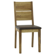 STUHL Lederlook Wildeiche massiv Dunkelbraun, Eichefarben - Eichefarben/Dunkelbraun, LIFESTYLE, Holz/Textil (42/91/52cm) - Hom`in