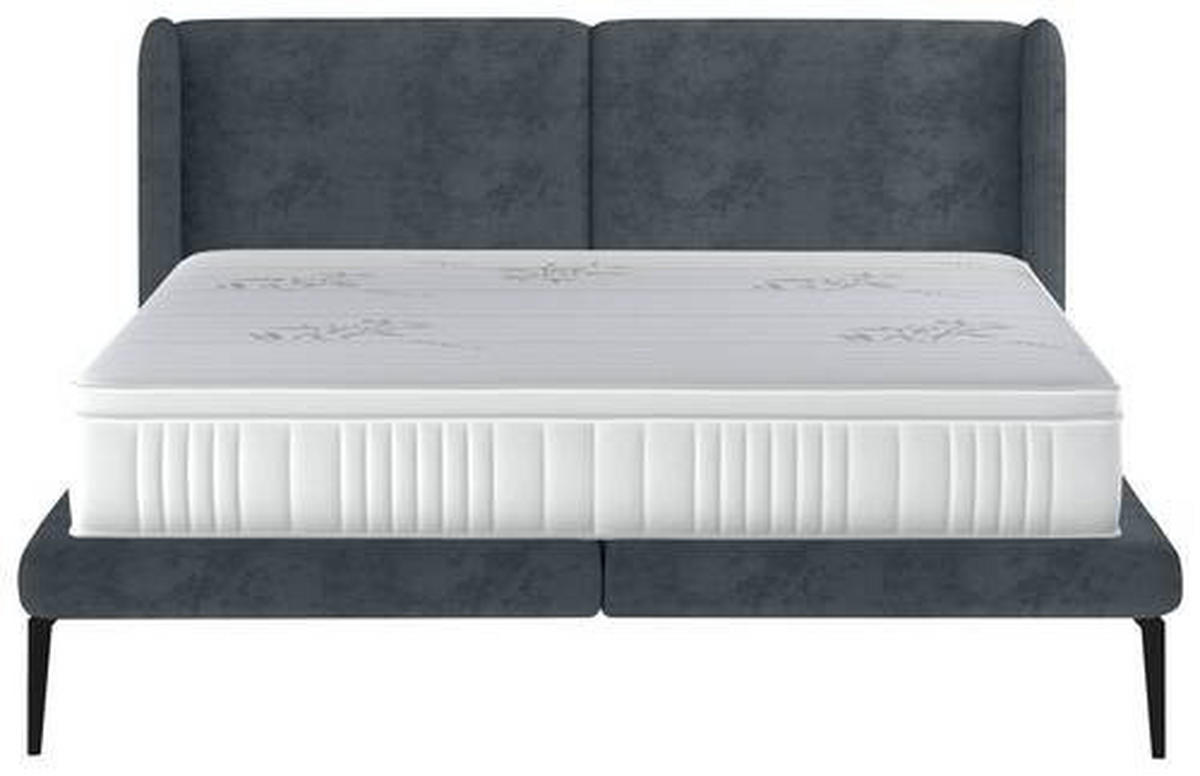 POLSTERBETT 180/200 cm  in Blau, Grau  - Blau/Schwarz, Modern, Textil/Metall (180/200cm) - Livetastic