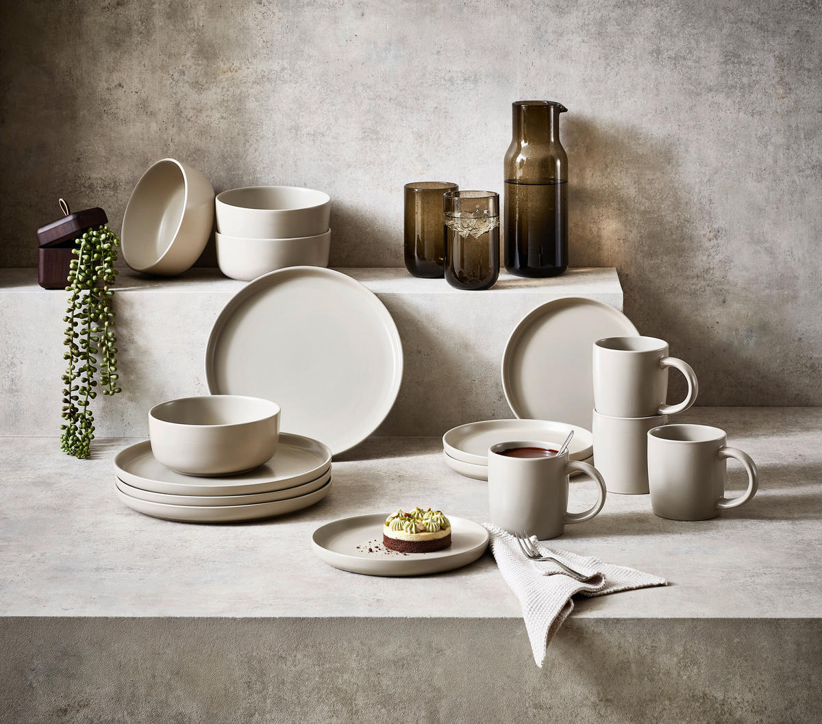 KOMBISERVICE Taupe Salerno 16-teilig 4 Personen  - Taupe, Trend, Keramik - Novel