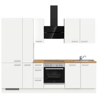 KÜCHENLEERBLOCK 270 cm   in Weiß, Eichefarben  - Edelstahlfarben/Eichefarben, MODERN, Holzwerkstoff/Metall (270cm) - Nobilia