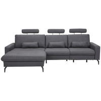 ECKSOFA in Mikrofaser Anthrazit  180/302 cm  - Anthrazit/Schwarz, KONVENTIONELL, Textil/Metall (180/302cm) - Carryhome