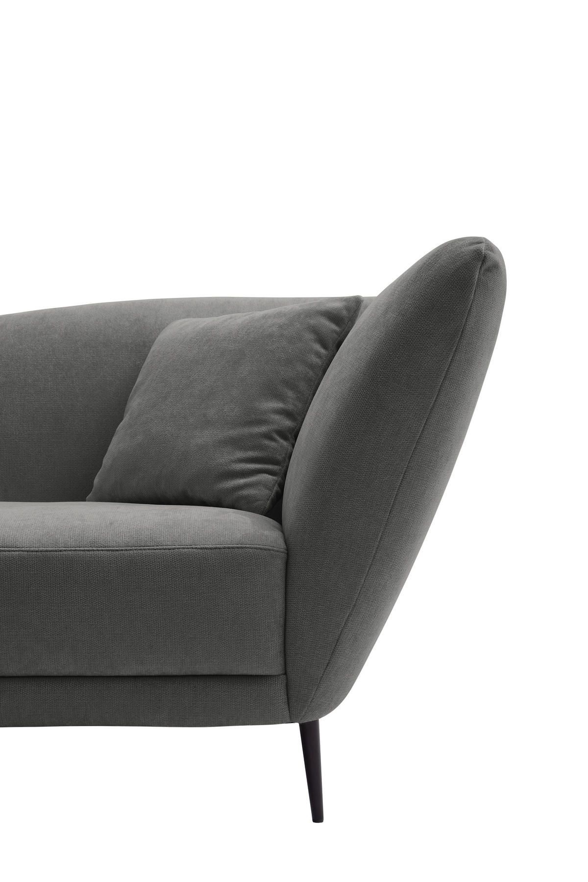 RÉCAMIERE Anthrazit Chenille Zierkissen, Rücken echt  - Anthrazit/Schwarz, KONVENTIONELL, Textil/Metall (224/70/97cm) - Hom`in