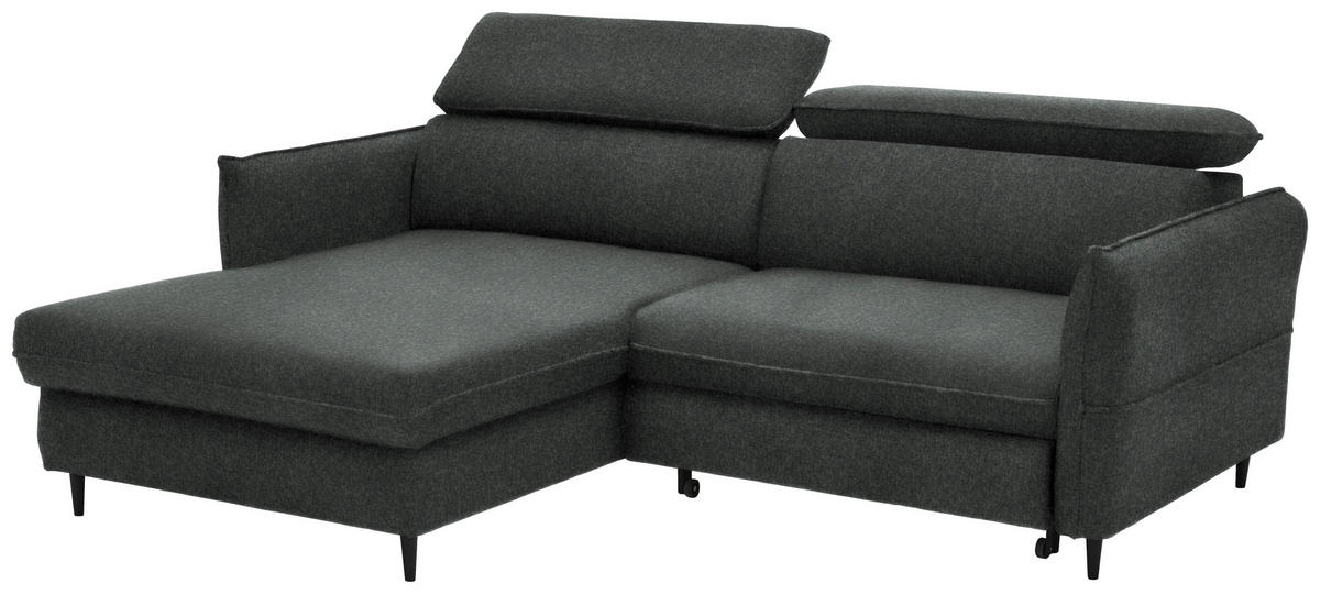ECKSOFA in Samt Grau  - Schwarz/Grau, Design, Holz/Textil (185/232cm) - Stylife