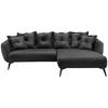 ECKSOFA  in Lederlook Schwarz  277/162 cm  - Schwarz, MODERN, Textil/Metall (277/162cm) - Livetastic