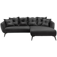 ECKSOFA Schwarz Lederlook  - Schwarz, MODERN, Textil/Metall (277/162cm) - Livetastic