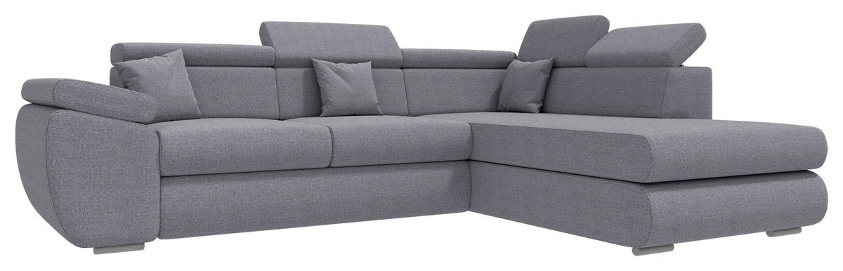 ECKSOFA Dunkelgrau Struktur  - Chromfarben/Dunkelgrau, KONVENTIONELL, Kunststoff/Textil (282/205cm) - Carryhome