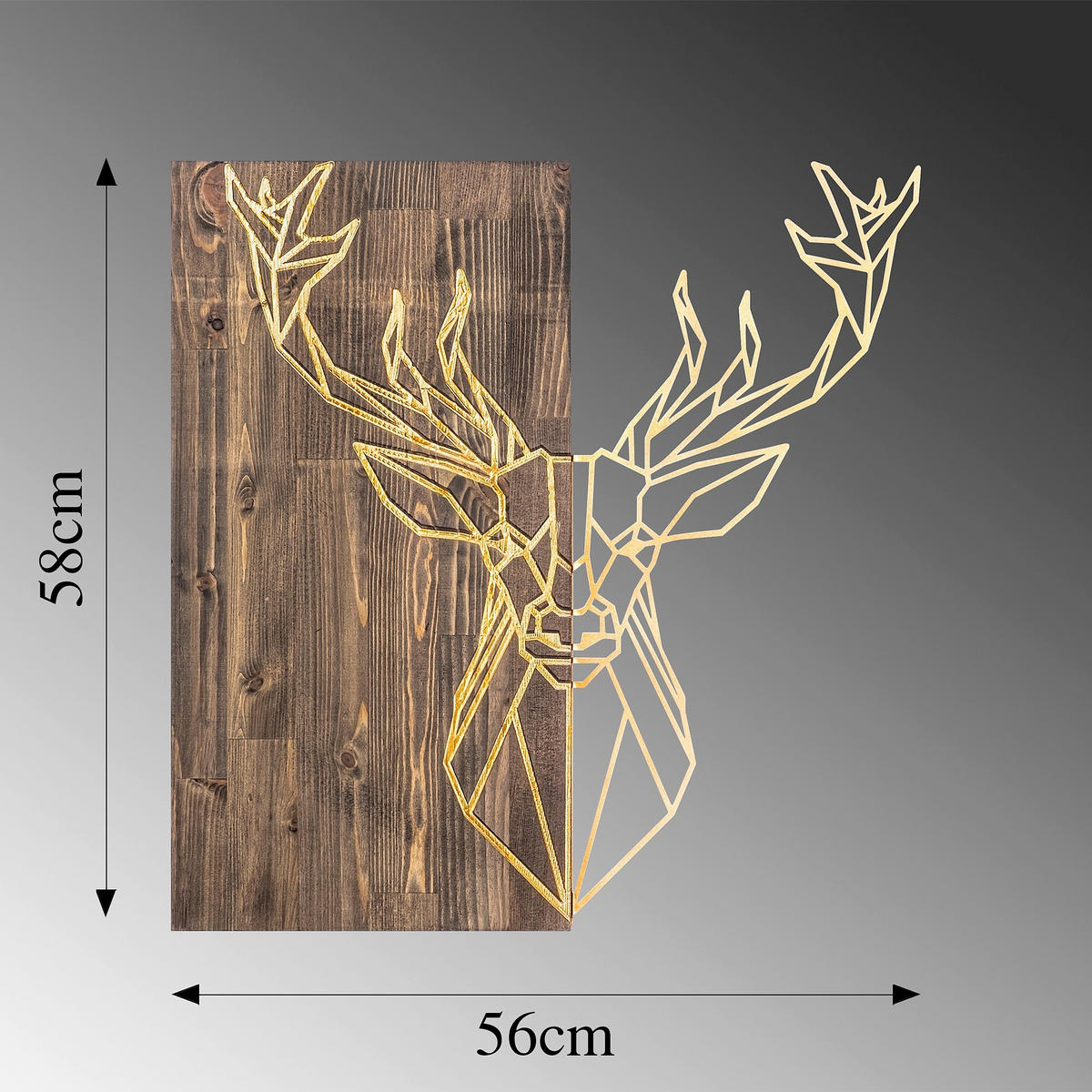 WANDDEKO Holz, Metall  - Goldbraun/Walnussfarben, Basics, Holz/Metall (56/58cm) - X-Mas