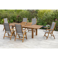 GARTENTISCHGRUPPE  - Grau/Akaziefarben, Basics, Holz/Textil - Gardenson