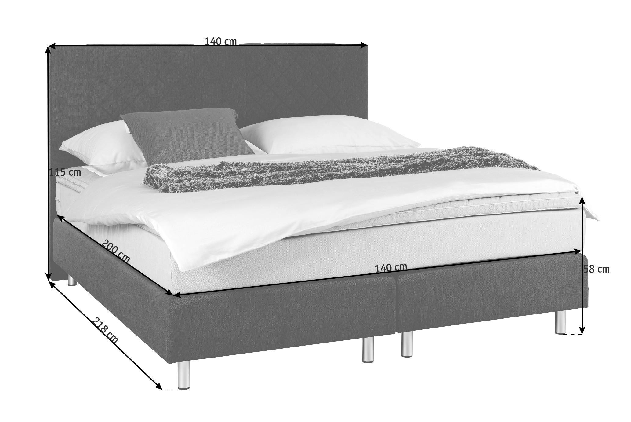 KONTINENTALSÄNG 140/200 cm  i antracit, grå  - aluminiumfärg/grå, Design, trä (140/200cm) - Livetastic