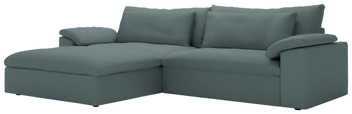 ECKSOFA  Chenille Blaugrau  - Blaugrau/Schwarz, Modern, Kunststoff/Textil (198/306cm) - Carryhome