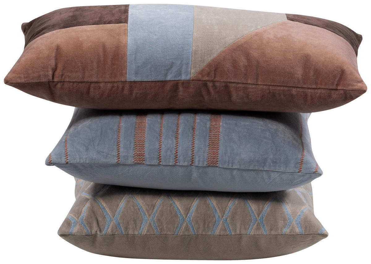 ZIERKISSENSET  45/45 cm   - Blau/Naturfarben, Basics, Textil (45/45cm) - Livetastic