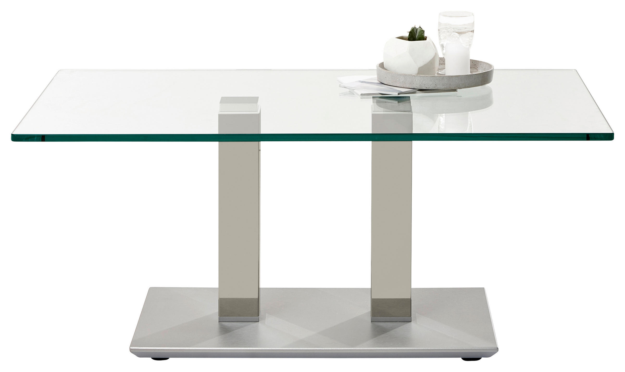 COUCHTISCH in Metall, Glas 110/70/46-65 cm  - Edelstahlfarben/Grau, Design, Glas/Kunststoff (110/70/46-65cm)