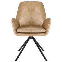 ARMLEHNSTUHL  in Eisen Webstoff  - Beige/Schwarz, Basics, Textil/Metall (60.5/88/62cm) - MID.YOU