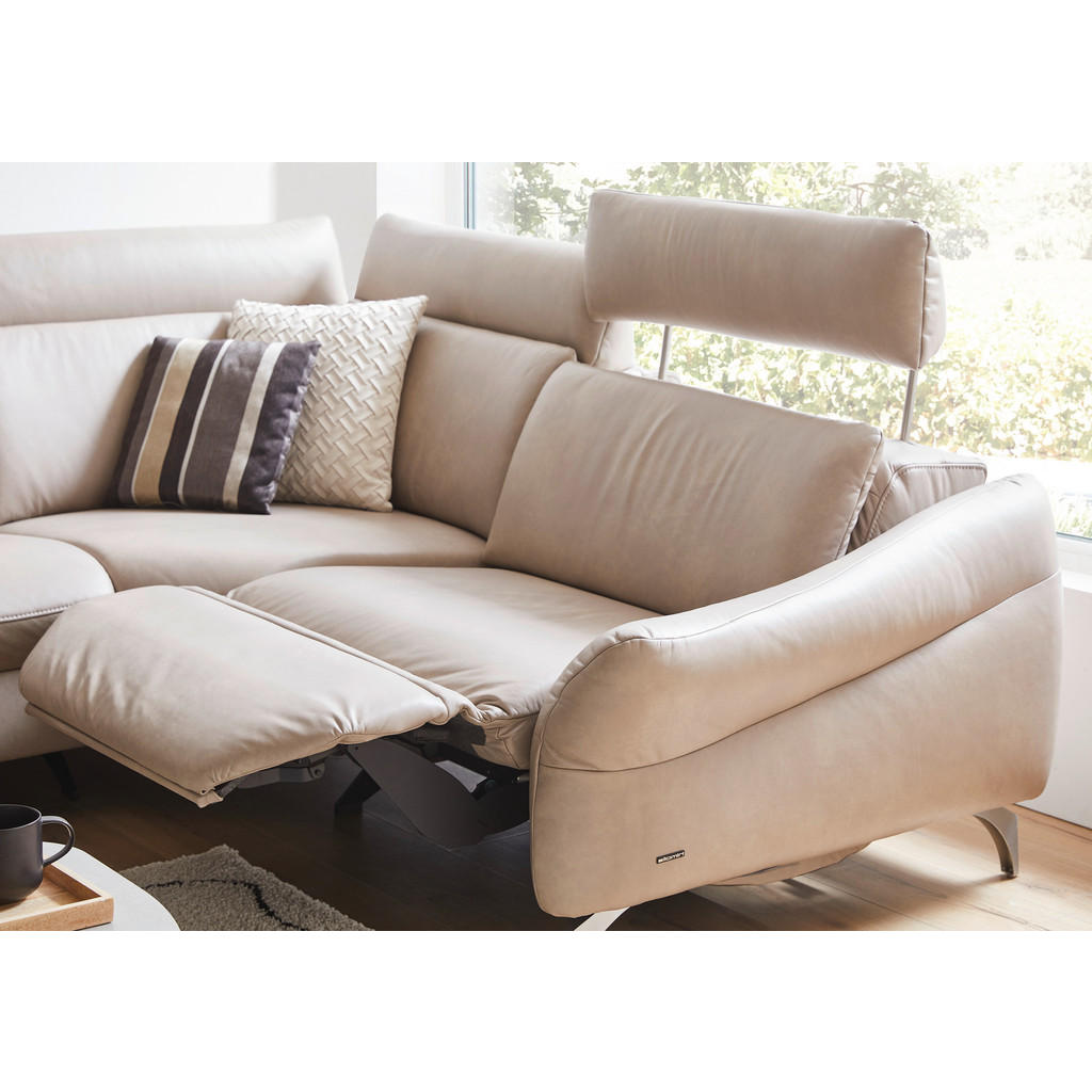 Thumbnail - Himolla Komfortklass Ecksofa, Creme, Leder, Echtleder, Rindleder, 5-Sitzer, L-Form, 294x242 cm, Blauer Engel, Goldenes M...