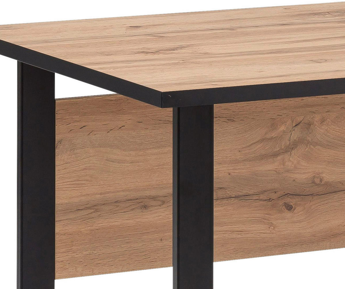 SCHREIBTISCH 160/75/73,2 cm  in Eichefarben  - Eichefarben/Schwarz, KONVENTIONELL, Holzwerkstoff/Metall (160/75/73,2cm) - MID.YOU