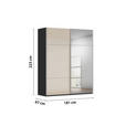 SCHWEBETÜRENSCHRANK 181/223/68 cm 2-türig Schwarz, Champagner  - Champagner/Alufarben, KONVENTIONELL, Glas/Holzwerkstoff (181/223/68cm) - Novel