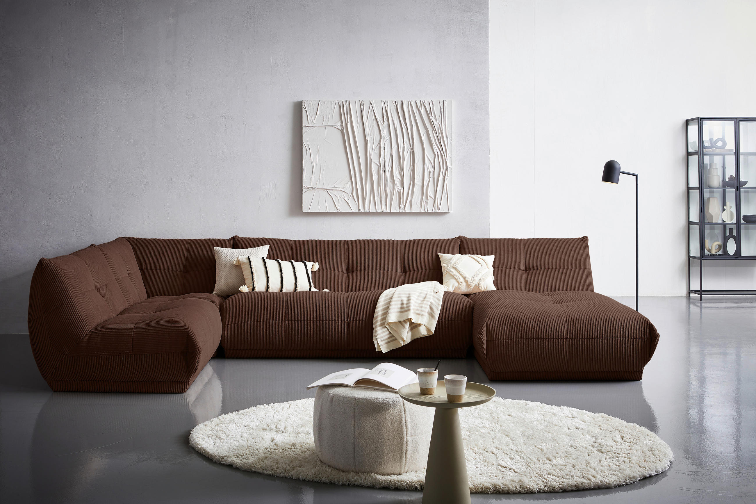 SOFAELEMENT GISELLE Cord Braun  - Braun, Trend, Textil (105/80/185cm) - Livetastic