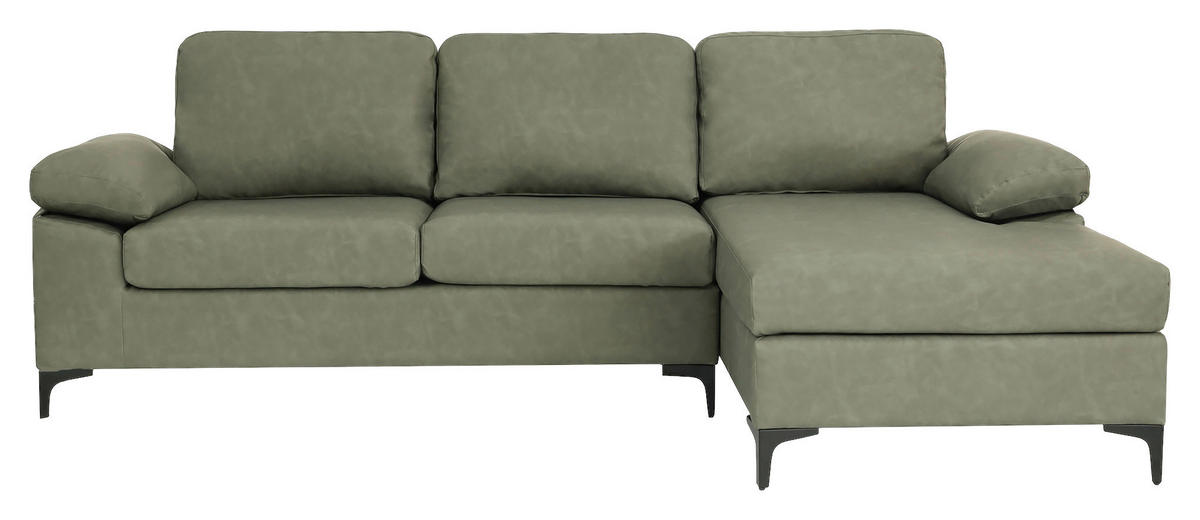 HÖRNSOFFA i läderimitation grön  - grön/svart, Klassisk, metall/textil (262/135cm) - MID.YOU