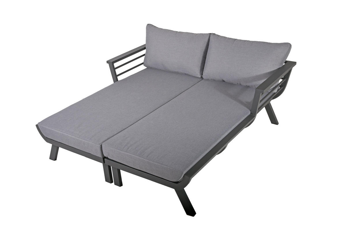 DOPPELLIEGE 170/62/175 cm  - Dunkelgrau/Grau, Basics, Kunststoff/Textil (170/62/175cm) - Gardenson