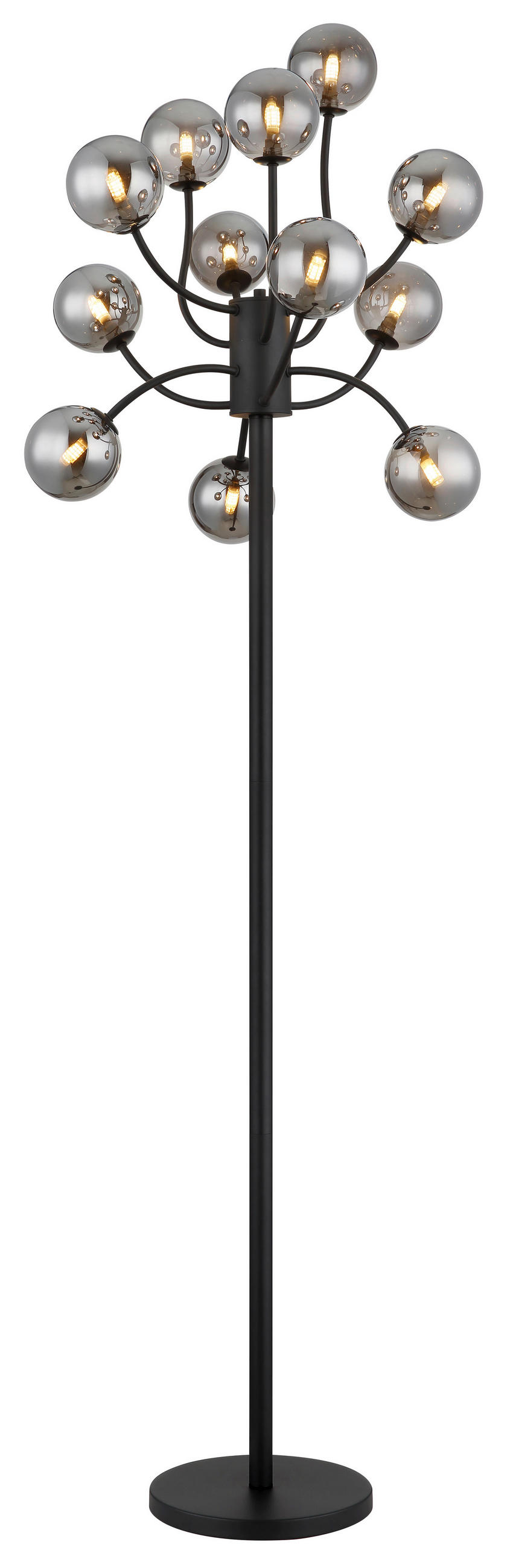 LED-STEHLEUCHTE 62/200 cm    - Schwarz, Design, Glas/Kunststoff (62/200cm) - Globo