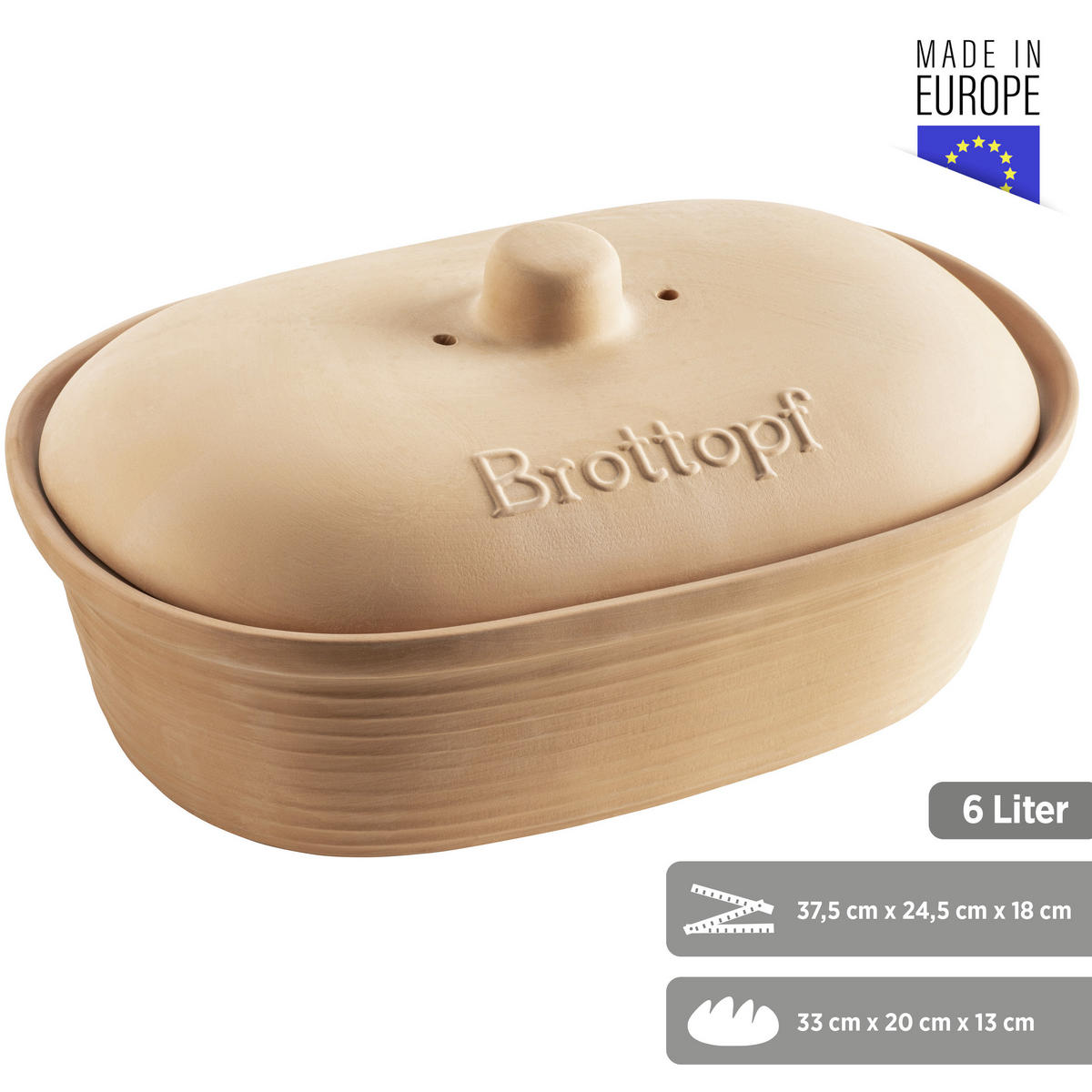 BROTTOPF - Braun, Basics, Keramik (24,5/18/37,5cm) - Mäser