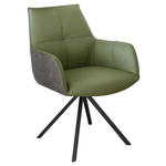 ARMLEHNSTUHL  in Eisen Echtleder pigmentiert  - Schwarz/Grün, Design, Leder/Textil (59,5/87,5/69cm) - Novel