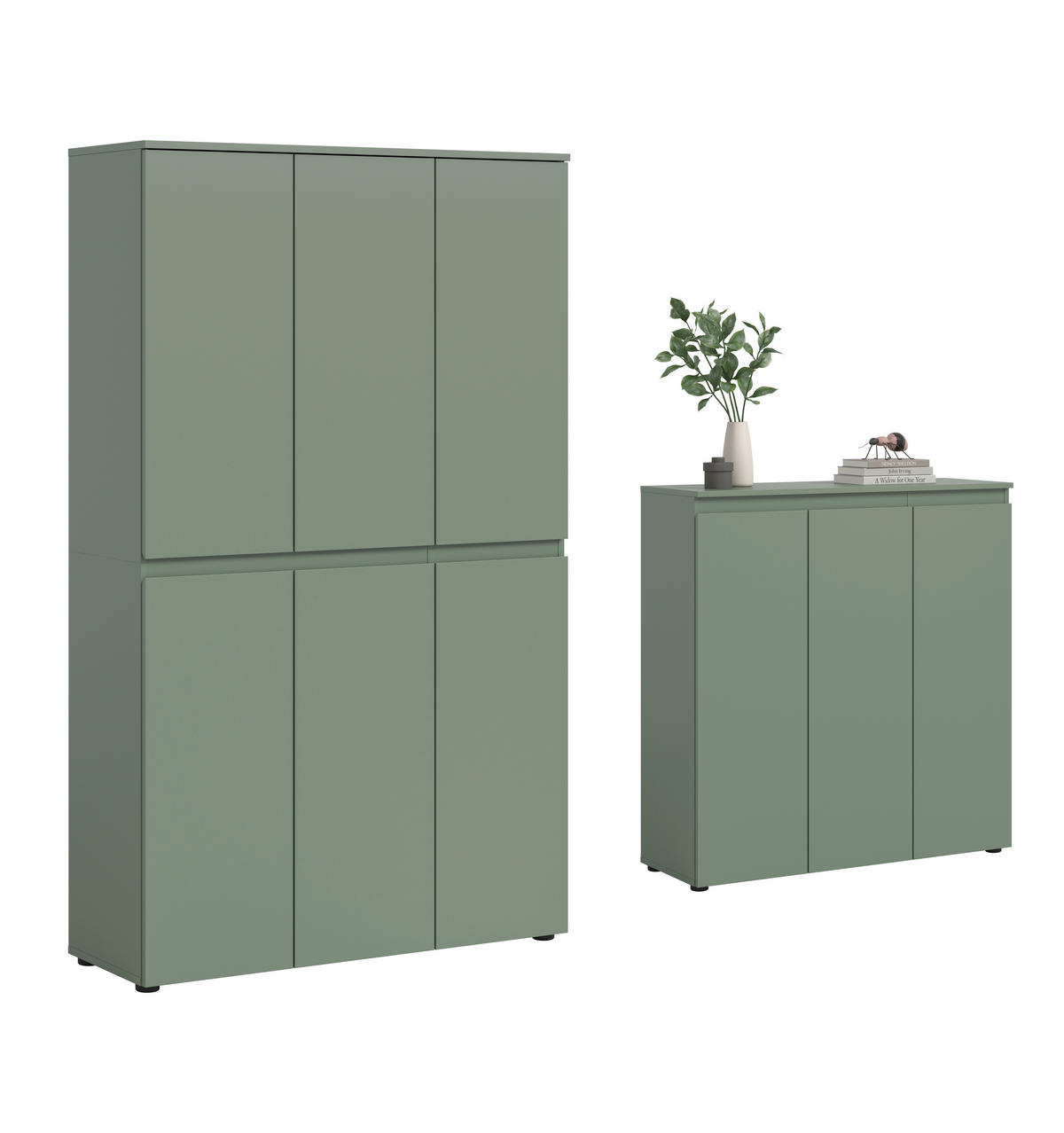 GARDEROBENSCHRANK  in 235/175/37 cm  - Schwarz/Graugrün, Design, Holzwerkstoff/Kunststoff (235/175/37cm) - Livetastic