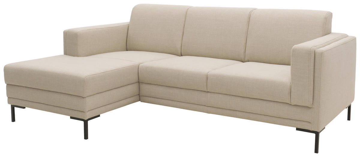 ECKSOFA in Webstoff Beige  214/146 cm  - Beige/Schwarz, Design, Textil/Metall (214/146cm) - LOOKS by W.Joop