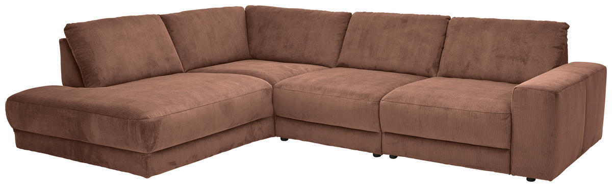 ECKSOFA in Feincord Rostfarben  - Rostfarben/Schwarz, Design, Kunststoff/Textil (242/316cm) - Niels Andersson
