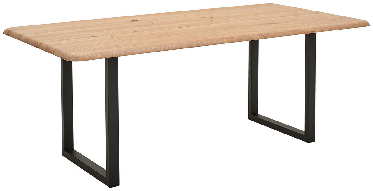 ESSTISCH Asteiche massiv Eiche Bianco  - Eiche Bianco/Schwarz, Design, Holz/Metall (200/100/75cm) - Musterring