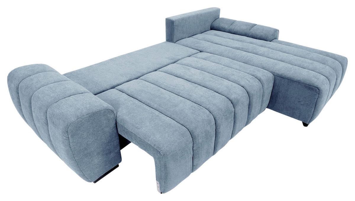 ECKSOFA in Flachgewebe Blau  - Blau/Schwarz, Konventionell, Holz/Textil (275/180cm) - P & B