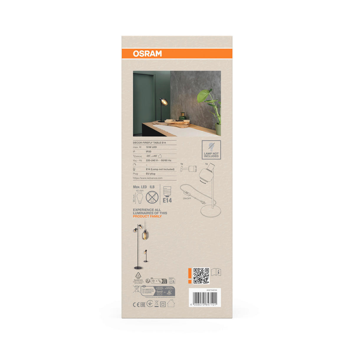 TISCHLEUCHTE 12/14,5/37,7 cm   - Schwarz, Basics, Glas/Metall (12/14,5/37,7cm) - Osram