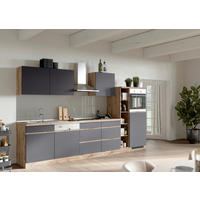 KÜCHENBLOCK 330 cm   in Grau, Eiche Wotan  - Eiche Wotan/Grau, Design, Holzwerkstoff (330cm) - Held